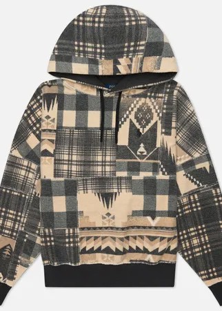 Женская толстовка Polo Ralph Lauren Patchwork Reverse Fleece Hoodie, цвет бежевый, размер XS