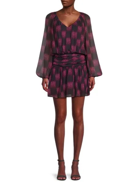 Мини-платье Jaylah с абстрактной блузкой Ramy Brook, цвет Boysenberry