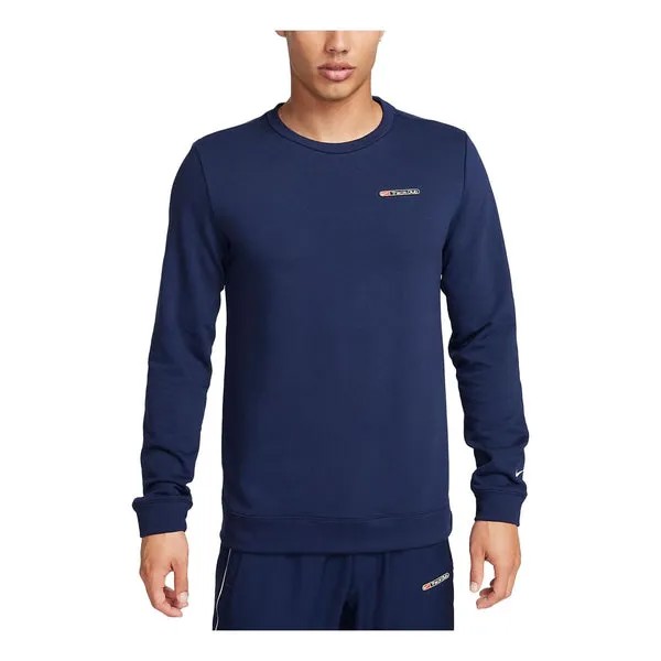 Рубашка NIKE DRI-FIT TRACK CLUB Fleece Long-Sleeve Crew Neck Running Sweatshirt 'MIDNIGHT NAVY', синий