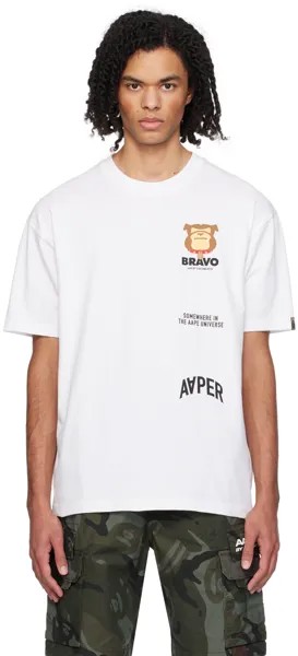 Белая футболка с принтом Aape By A Bathing Ape, цвет White