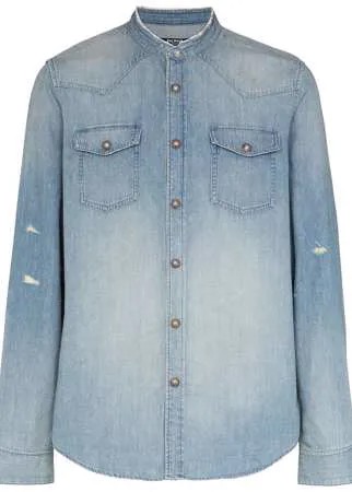 Balmain джинсовая рубашка с круглым вырезом