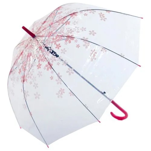Зонт-трость BRADEX, механика, купол 80 см., прозрачный, для женщин, розовый, бесцветный