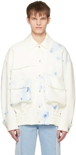 Бело-синяя куртка с принтом Feng Chen Wang