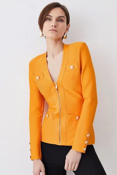 Трикотажная куртка на молнии в стиле милитари Karen Millen, оранжевый