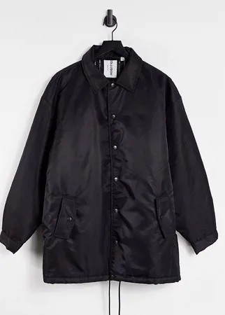 Черное пальто в стиле oversized из переработанного полиэстера COLLUSION Unisex-Черный цвет