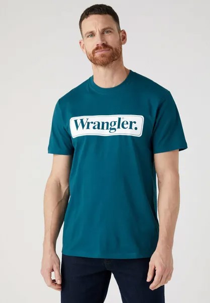 Футболка с принтом Wrangler, зеленый меланж