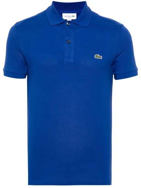 Хлопковая рубашка-поло с нашивкой-логотипом Lacoste, синий