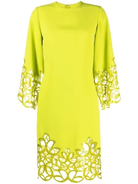 Elie Saab платье с кружевом и пайетками, зеленый
