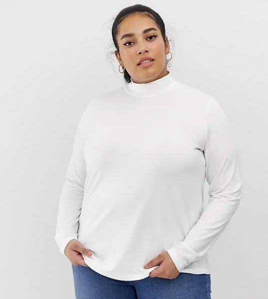 Белый лонгслив с высоким воротом ASOS DESIGN Curve