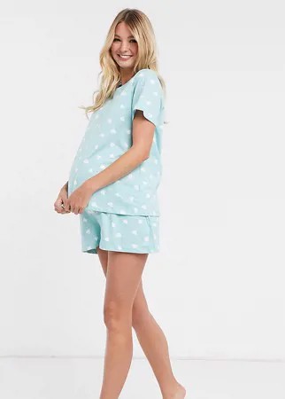 Мятная пижама из футболки и шортов ASOS DESIGN Maternity-Зеленый