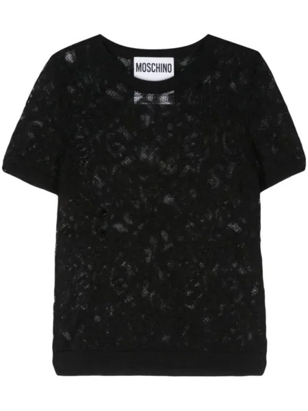 Moschino жаккардовый трикотажный топ, черный