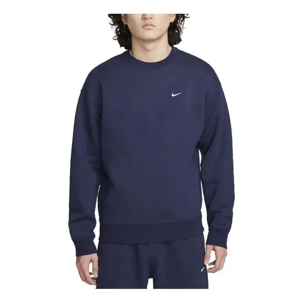 Толстовка Nike Solo Swoosh Fleece Crew 'Midnight Navy', синий