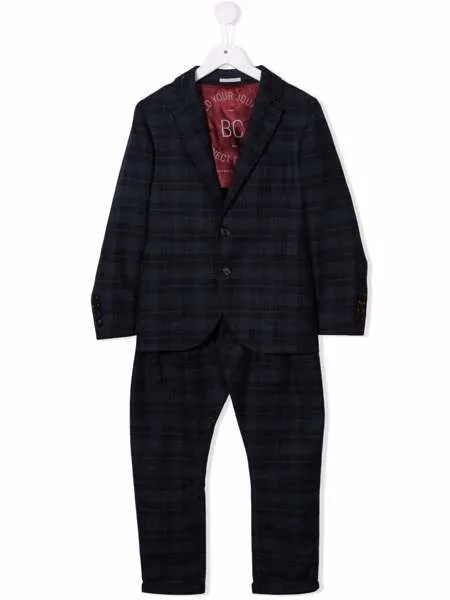 Brunello Cucinelli Kids клетчатый костюм-двойка с однобортным пиджаком
