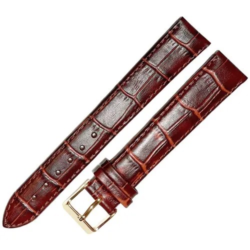 Ремешок 1805-02-1-6 ДП Kroko Рыжий коричневый кожаный ремень 18 мм для часов наручных длинный из кожи натуральной удлиненный