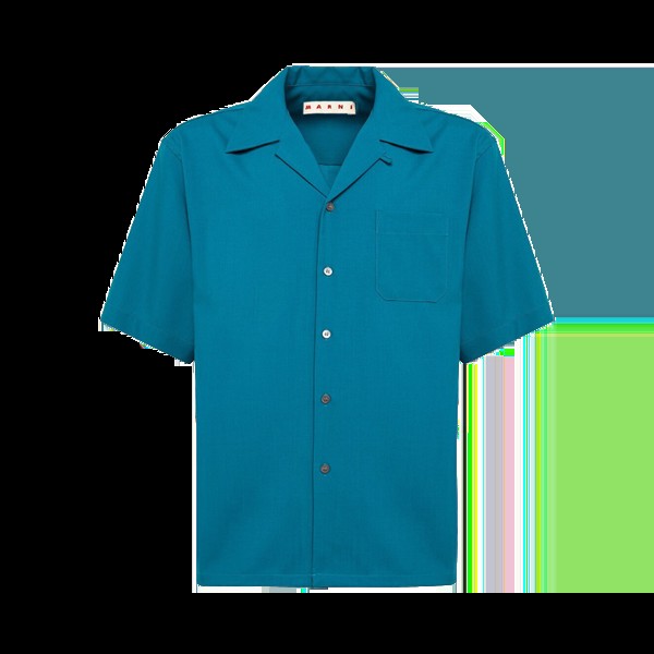 Рубашка Marni Boxy Fit Tropical Bowling 'Verdigris', синий