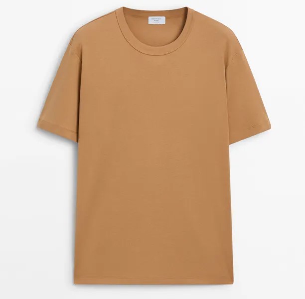 Футболка Massimo Dutti Short Sleeve Cotton, оранжевый