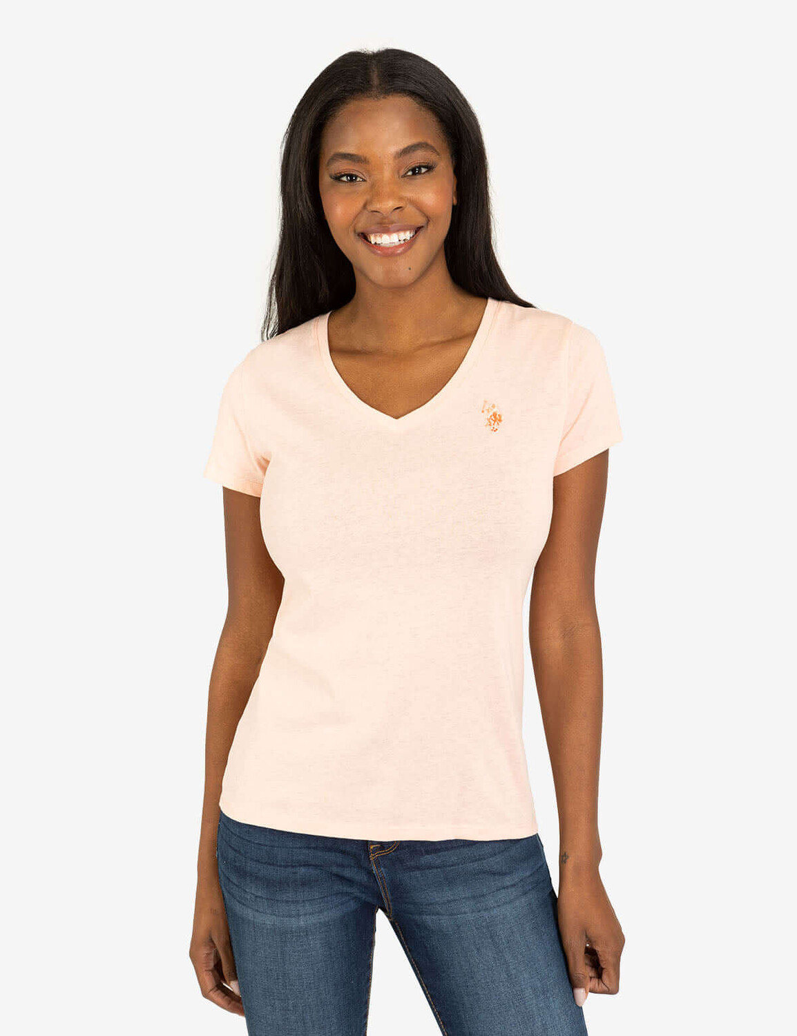 Футболка U.S. Polo Assn. Tonal V-Neck, персиковый