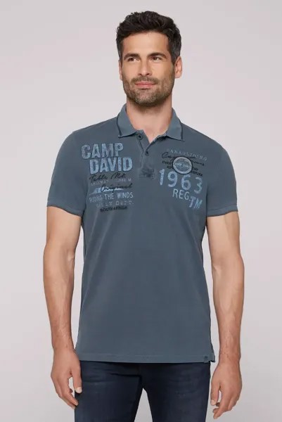 Рубашка-поло CAMP DAVID, хлопок, синий