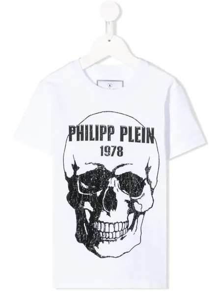 Philipp Plein Junior футболка с декором Skull