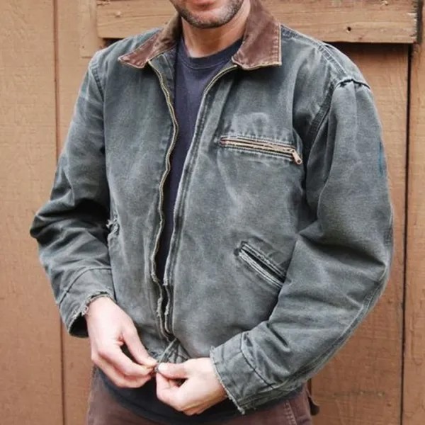 Мужская винтажная джинсовая флисовая куртка пальто