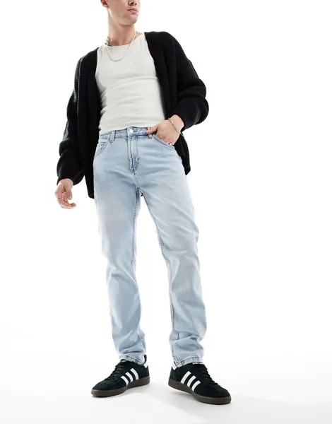 Голубые джинсы прямого кроя Pull&Bear
