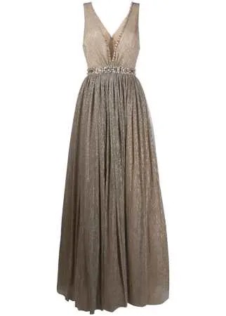 Jenny Packham платье с глубоким вырезом и эффектом металлик