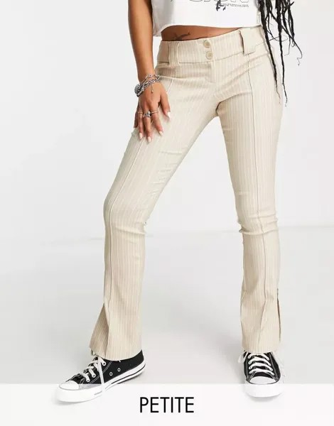 Бегалиновые расклешенные брюки песочного цвета с низкой посадкой и двумя пуговицами Topshop