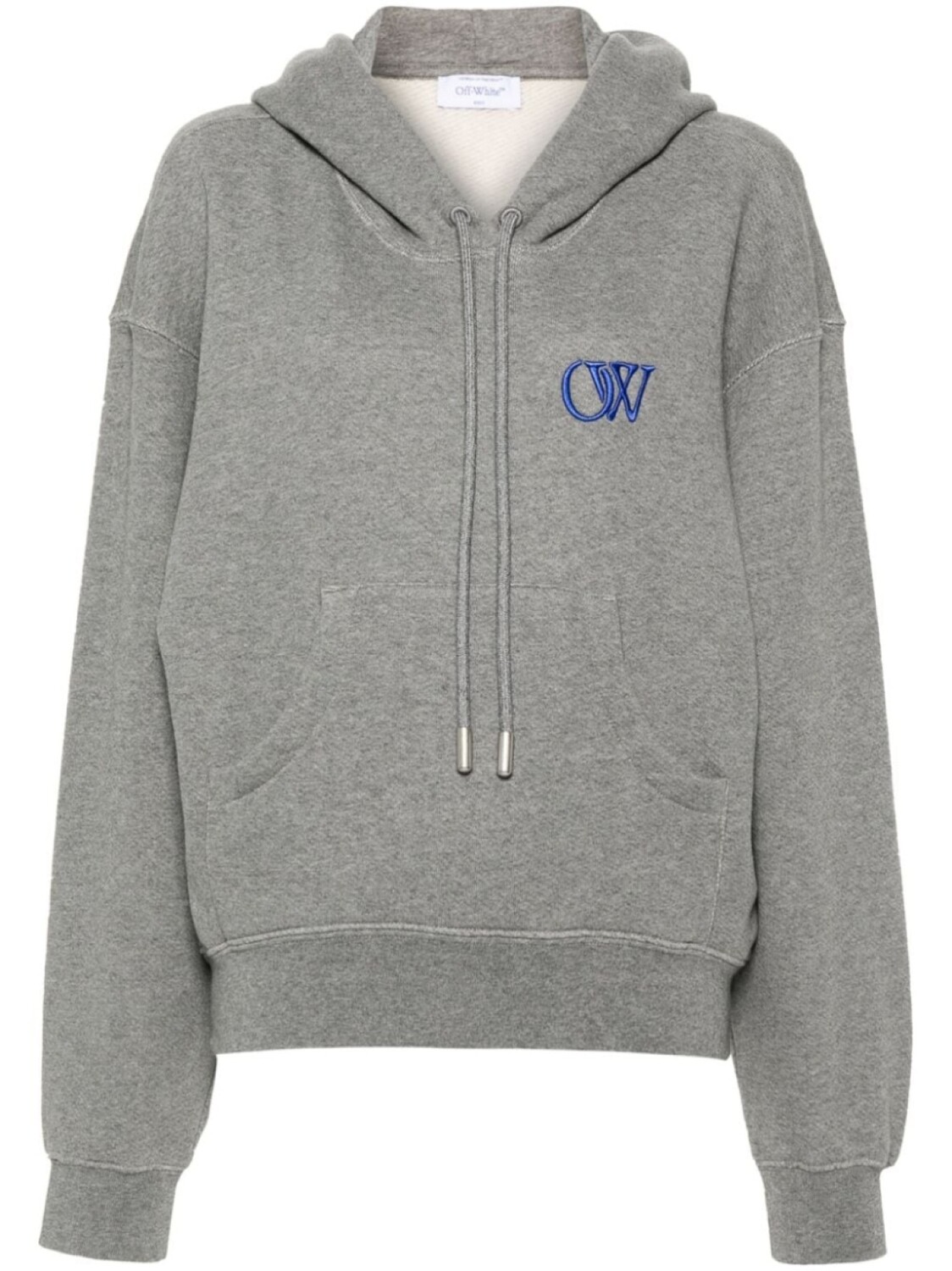 Off-White худи с вышитым логотипом, серый