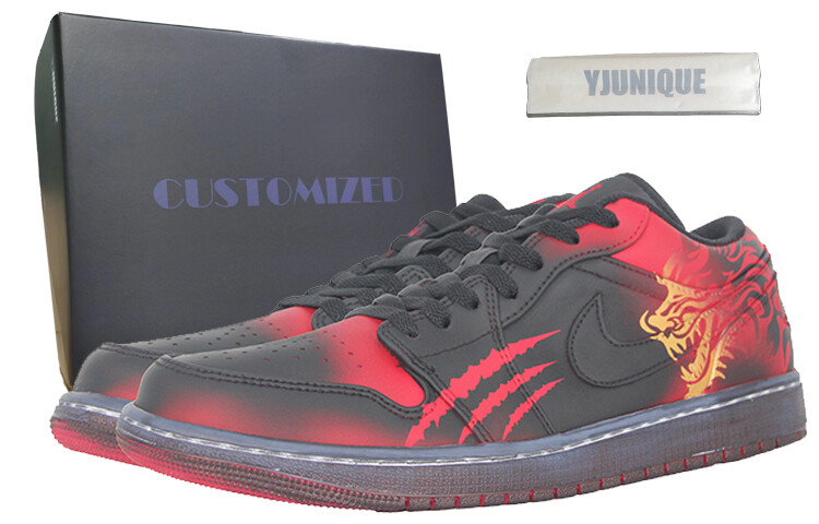 Кроссовки Air Jordan 1 Vintage Basketball Shoes Men Low-top Gold, красный