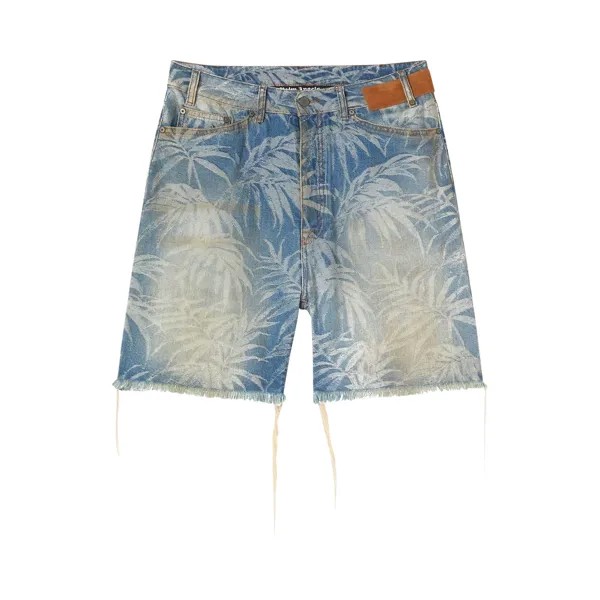 Джинсовые шорты с принтом Palm Angels, цвет Синий