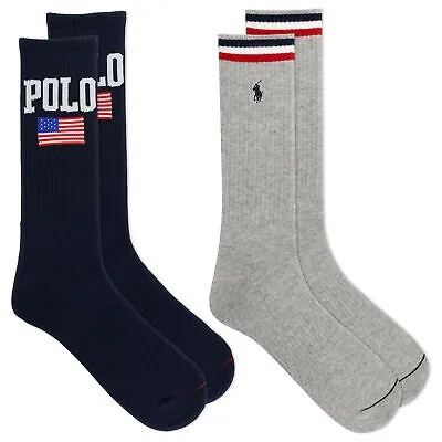 Мужские носки Polo Ralph Lauren, комплект из 2 шт., американский/темно-синий, в ассортименте