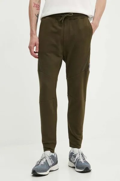 Хлопковые спортивные брюки Diagonal Raised Fleece C.P. Company, зеленый