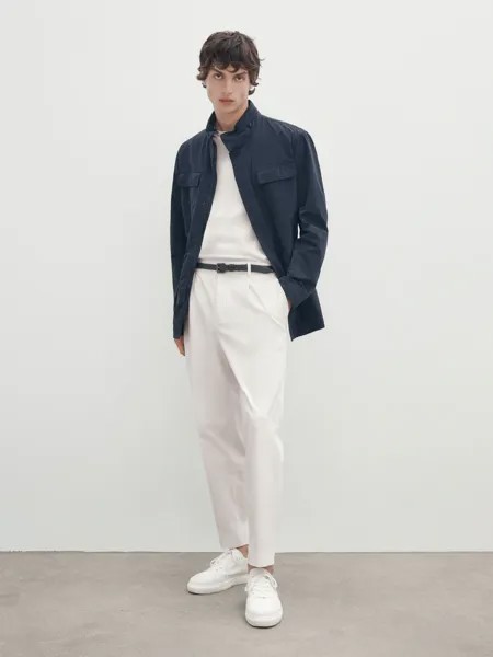 Техническая куртка с капюшоном и молнией Massimo Dutti, синий