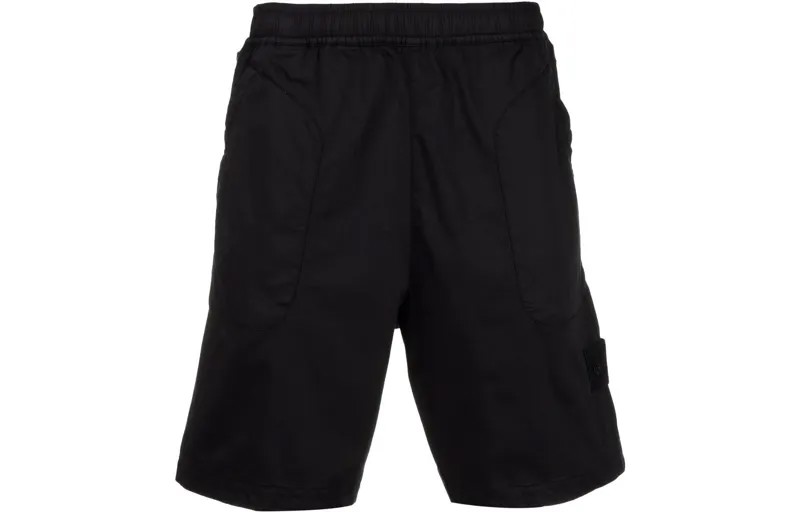 Stone Island L13F2 Эластичные хлопковые лиоцелл-сатиновые шорты цвета призрака, окрашенные в готовую одежду, черные, цвет Black