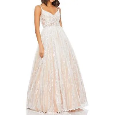 Женское вечернее платье цвета слоновой кости с цветочным принтом Mac Duggal с открытой спиной 6 BHFO 0677