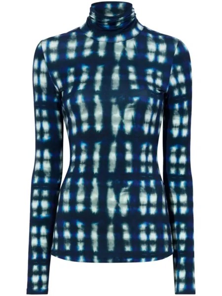 Proenza Schouler White Label футболка с высоким воротником и принтом тай-дай, синий