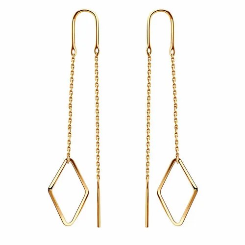 Серьги цепочки Diamant online, красное золото, 585 проба, длина 5.8 см