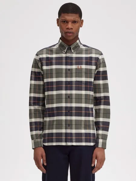 Оксфордская рубашка в клетку в клетку Brush Tartan Fred Perry, зеленый/мульти