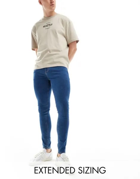 Синие джинсы средней длины с эффектом стрейч ASOS DESIGN
