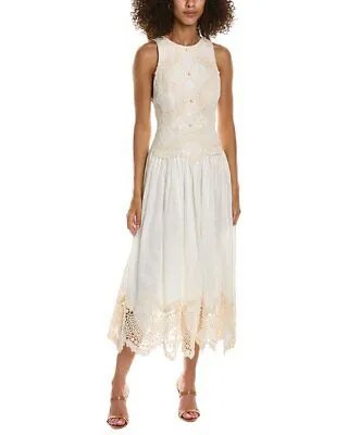 Zimmermann Кружевное льняное платье миди женское белое 3