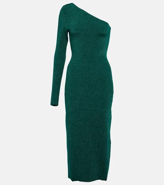 Трикотажное платье миди на одно плечо Victoria Beckham, зеленый