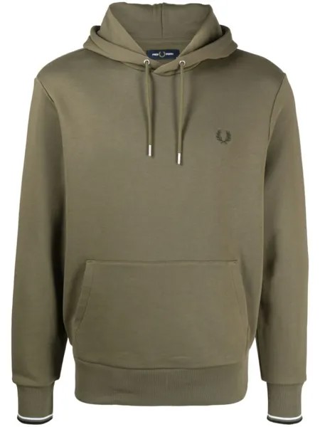 Fred Perry худи с кулиской и вышитым логотипом, зеленый