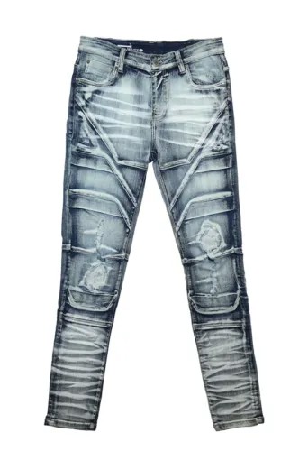 Мужские светло-песочные синие джинсы с медными заклепками премиум-класса из модного инженерного денима —