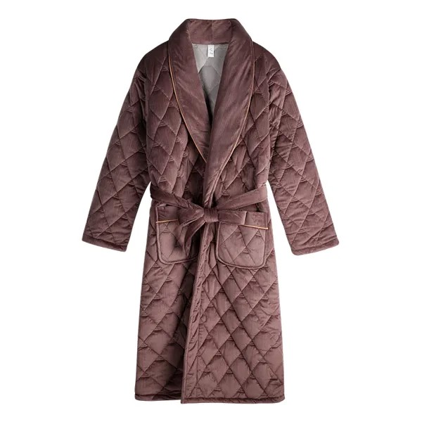 Зимняя 3-слойная фланелевая куртка, женский халат, стеганая Пижама, толстая длинная спа-одежда, флисовая ткань кораллового цвета