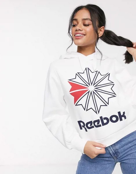 Белое флисовое худи с логотипом Reebok Classic-Белый