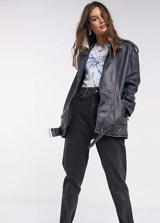 Черная байкерская oversized-куртка ASOS DESIGN Tall-Черный цвет