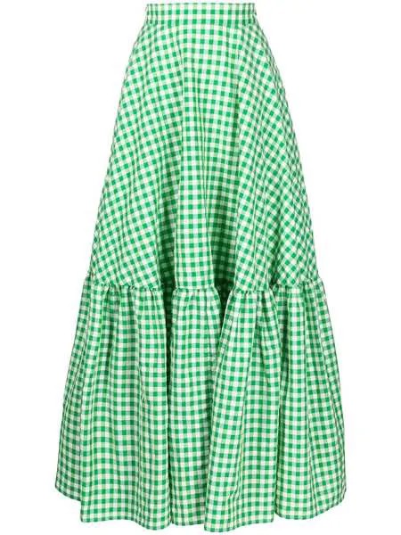 Mira Mikati ярусная юбка макси в клетку гингем