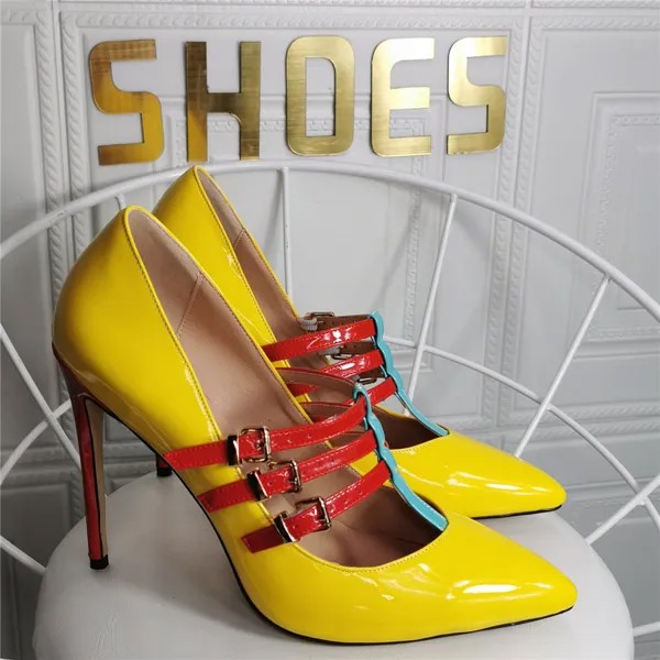 Сандалии женские с ремешком на застежке и острым носком, модная летняя обувь в стиле пэчворк, блестящая обувь на шпильке для девушек