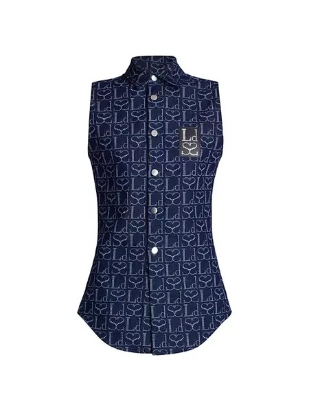 Узкий джинсовый топ с монограммой Ludovic De Saint Sernin, цвет indigo monogram