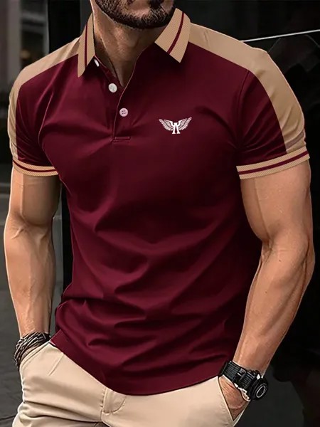 Рубашка-поло мужская Manfinity Homme с короткими рукавами и пуговицами, бургундия